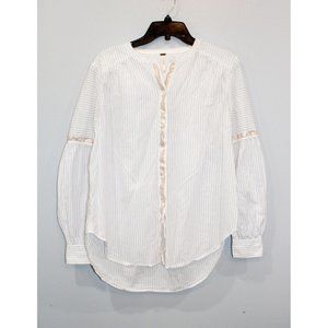 Free People White Striped Blouse